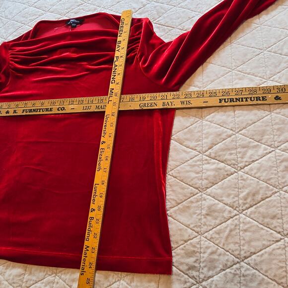 Lands End Festive Season Blouse Women's 1X Red Velvet Drape Neck Holiday Party - Picture 7 of 7